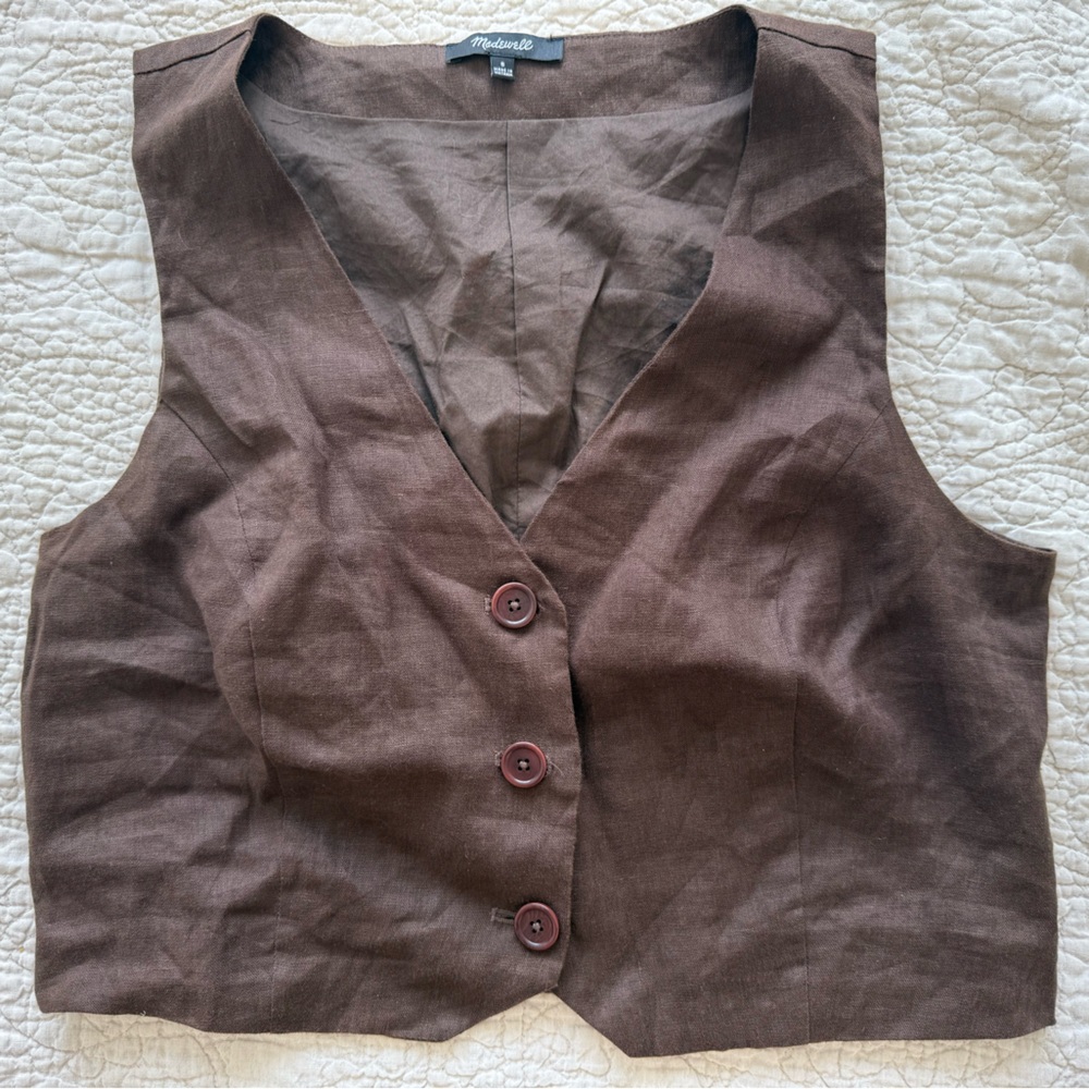 Madewell Linen Brown Vest